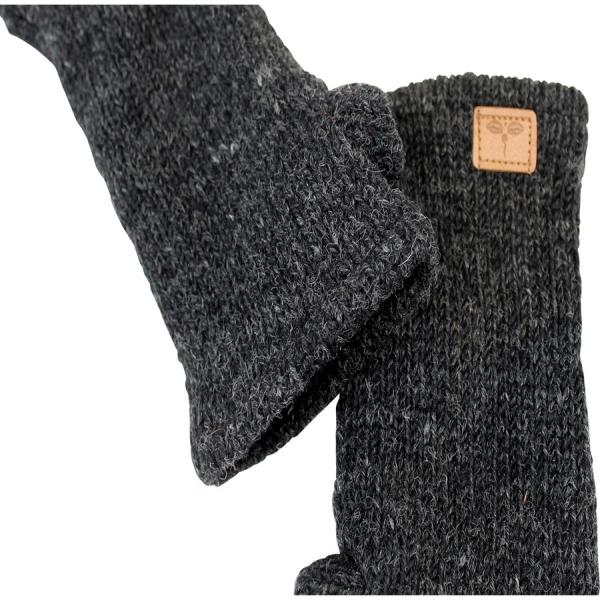 Anthrazit Pulswärmer Stulpen handgestrickt 100% Schafswolle mit Daumen aus Nepal